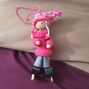 Ice Skate Girl w/ Pink Knit Sweater Christmas Holiday Ornament‌‌‌‌‌‌‌‌‌‌‌‌‌‌‌‌ ‌